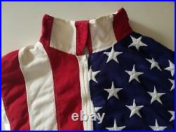 Vintage USA american flag pieced red white blue Americana Jacket XL 1993