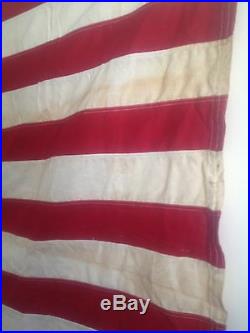 Vintage WW2 Era 48 Star American U. S. Flag 4'x6' Sewn Stars Stripes USA Made
