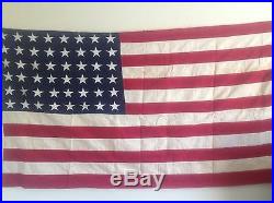 Vintage WW2 Era 48 Star American U. S. Flag 4'x6' Sewn Stars Stripes USA Made