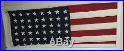 Vintage WW2 Era 48 Star American U. S. Flag 5'x9.5' Stiched Stars Stripes