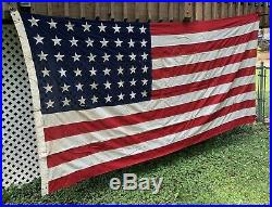 Vtg 40s WW2 48 Stars USA Flag Ensign Philadelphia 2. M. Depot Sewn Stars 5x9.5