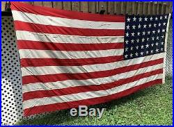 Vtg 40s WW2 48 Stars USA Flag Ensign Philadelphia 2. M. Depot Sewn Stars 5x9.5