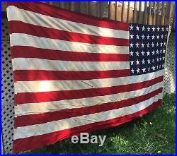 Vtg 40s WW2 48 Stars USA Flag Ensign Philadelphia Q. M. Depot Sewn Stars 5x9.5