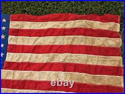 Vtg 48 Star Large American Flag WW2 Era Flown 57 x 34 Cotton USA