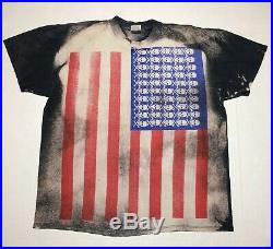 Vtg 80s Mosquitohead All Over Print Shirt L USA America Protest Flag Art