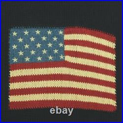 Vtg 90s POLO RALPH LAUREN American USA Flag Sweater Navy Blue Cotton Men's 2XL