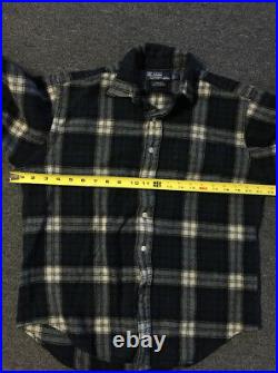 Vtg 90s Polo Ralph Lauren 100% Cashmere Flannel Shirt M L Sport Sailing Plaid