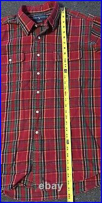 Vtg 90s Polo Ralph Lauren Flannel Workshirt XL Red Striped Sport USA Lumberjack