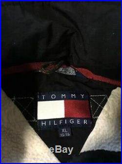 Vtg 90s Tommy Hilfiger Flag Deep Pile Fleece Jacket XL Cream Polo Sport Sailing