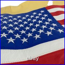 Vtg Custom Planet Hollywood Tony Nowak American Flag USA Leather Jacket Mens L
