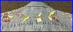 Vtg Polo Ralph Lauren Denim Embroidered Flowers Shirt XL Western Sport Jean 90s
