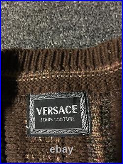 Vtg Versace Jeans Couture Knit Coogi Style Sweater 8 XL XXL USA Cosby 80s 90s