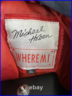 WHEREMI Michael Hoban Patriotic American Flag USA Leather Jacket Mens XL Vintage