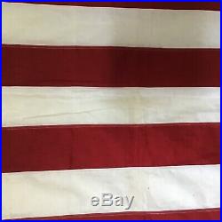 WW2 Era 48 Star American U. S. Flag 5'x9.5' Stiched Stars Stripes NOS Linen