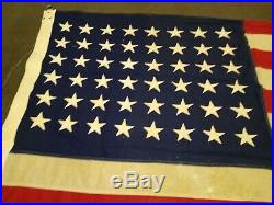 WWII AMERICAN 48 STAR FLAG U S NAVY SHIP 78x 48 SEWN ON STARS LEAD HEADINGS