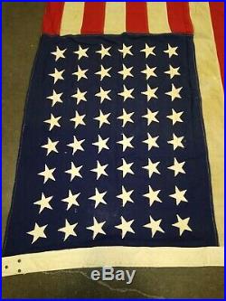 WWII AMERICAN 48 STAR FLAG U S NAVY SHIP 78x 48 SEWN ON STARS LEAD HEADINGS