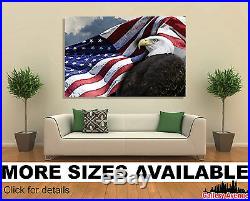 Wall Art Canvas Picture Print American Flag and Bald Eagle USA 3.2