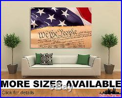 Wall Art Canvas Picture Print Old American Constitution USA Flag 3.2
