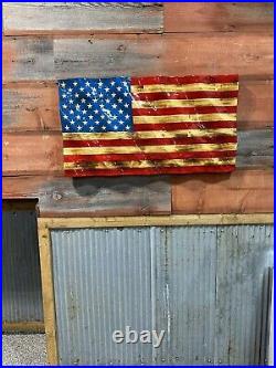 Waving American Flag, Charred Patriotic Wavy Rustic Wooden American Flag, Gift