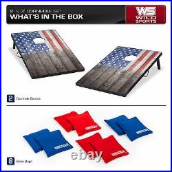 Wild Sports 2 x 3 Foot Stars and Stripes USA Flag Cornhole Outdoor Bags Game Set