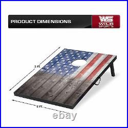 Wild Sports 2 x 3 Foot Stars and Stripes USA Flag Cornhole Outdoor Bags Game Set