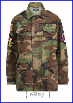 Women's Polo Ralph Lauren Canvas US Flag Military Camo Field Jacket New