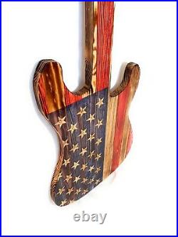 Wooden American Flag Electric Guitar Carved stars Made In Tennessee USA 39 Long
