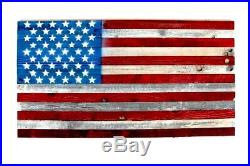 Wooden American Flag Hang on Wall Hand-Made 48'' X 27'' 4th Of July Hanging USA