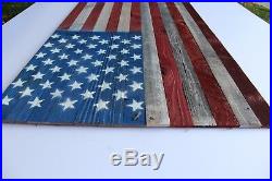 Wooden American Flag Hang on Wall Hand-Made 48'' X 27'' 4th Of July Hanging USA