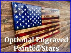 Wooden American Flag, Patriotic Flag, Charred American Flag, Rustic Designer
