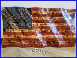 Wooden American Flag. Wavy Beautiful Hand Carved. Made in the USA