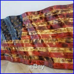 Wooden American Flag. Wavy Beautiful Hand Carved. Made in the USA