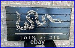 Wooden Join Or Die Flag 19.5x36