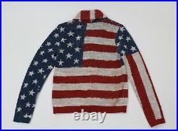 Wow! Ralph Lauren Denim & Supply 100% Cotton American Flag Shawl Cardigan Sz L