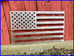 XL Polished Steel Steel American Flag, Metal Flag, America Sign